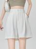 Shorts de Traje Caqui de Seda Helada para Mujer Verano Delgados de Cintura Alta Ajustados Sueltos Casuales Línea A Ropa Exterior Pantalones de Cinco Puntos