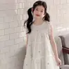 Vestido de Verão para Meninas 2026 Novo Doce Estilo Coreano Sem Mangas Floral para Crianças Maiores Moda Transfronteiriça Tendência