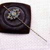 8-1069 Estilo Antiguo Pinza para el Cabello de Cobre Recogedor de Oídos Flor de Loto Azul Quemado Material para Corona de Cabello DIY Hecha a Mano 48*167mm