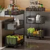 Estante de Almacenamiento para Cocina de Pie Multifuncional Gran Capacidad Estante de Almacenamiento para Frutas y Verduras Multicapa Móvil Carrito Pequeño Cesta para Verduras