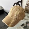 Gorra de visera personalizada con color degradado rasgado, gorra de béisbol pequeña versátil retro para mujer, sombrero popular de estilo coreano para pareja, hombres y mujeres