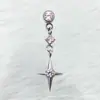 Brincos de Titânio Astmf-136 Estrela de Quatro Pontas Titânio G23 Rosca Interna Brincos de Zircônia Piercing Joias para Piercing Cabeça