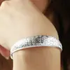 Pulseira de Prata Jin Jiahua Shunfu Pulseira Baifu de Rosto Largo Pulseira de Prata Tamanho Ajustável Puxa Empurra Pulseira Baifu