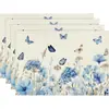 2026 Amazon Más Vendidos Manteles Mariposa Floral Ola Lino Resistente al Calor Resistente a Manchas Decoración de Mesa Manteles al por Mayor