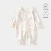 Macacão de Manga Longa para Bebê, Roupa de Casa de Algodão Penteado para Bebê, Pijama, Roupas de Passeio de Primavera e Outono para Bebê Menina Classe A