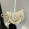 Bolsa de Ombro com Design de Nicho Estilo Francês 2026 Novo Modelo Bolsa de Ombro Lisa com Laço Bolsa de Mão Pequena Plissada Venda Quente