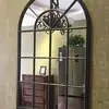 Decoración de Pared con Espejo Falso de Hierro Forjado Estilo Europeo Vintage para Entrada, Decoración Colgante de Pared Redonda Falsa Ventana para Sala de Estar