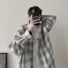 Camisa a Cuadros para Hombre Estilo Coreano Moda Otoño Estilo Hong Kong Estilo Japonés Camisa Manga Larga Verano Chaqueta de Moda Top Casual Ropa