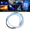 Começar a escanear led água corrente pisca carro universal modificado 60 branco amarelo dupla cor luz diurna tira de guia de luz ultrafina