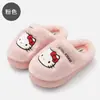 Pantuflas de invierno gruesas de felpa cálidas para mujer Sanrio Hello Kitty con suelas suaves antideslizantes