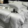 Conjunto de caixa de presente! Seda Classe A de alta contagem de fios, conjunto de quatro peças 100% algodão de fibra longa, lençol de algodão puro bordado, capa de edredom, conjunto de cama
