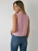 Camiseta de Verano Fina sin Mangas Protectora del Sol para Mujer, Corte Holgado con Detalle de Nudo, Top sin Mangas de Moda