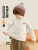 Camiseta Térmica Kaka Panda para Meninos com Forro de Fleece, Roupa de Inverno Infantil, Camiseta de Manga Longa para Bebê, Blusa de Inverno para Meninas, Estilo Moderno