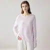 Suéter de punto para mujer, mezcla de seda y cachemira, cuello redondo, manga larga, color liso, casual, versátil, capa base