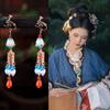 Pendientes de Clip Estilo Ming Antiguo Versátiles Elegantes Pendientes de Clip Nuevo Estilo Chino Falda con Forma de Caballo Accesorios Hanfu Cheongsam Retro
