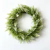 Corona de planta artificial, corona colgante de puerta de vegetación fresca, decoración de ventana de entrada, arreglo floral, fondo de boda, corona de flores artificiales