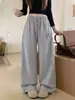 Pantalones anchos bordados para mujer, nuevo estilo primavera y otoño, de cintura alta, pantalones rectos casuales elegantes, pantalones de chándal holgados para danza jazz y deportes