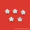 Plata 999 pura flor de durazno con agujero pasante, abalorio, DIY, accesorios de plata, pulsera, collar, nudo de flor de durazno, material tejido, pulsera para mujer