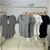 Camiseta de algodón modal con cuello en V para mujer, estilo coreano, holgada, de verano, de longitud media, informal, de manga corta