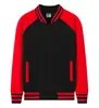 Casaco Moletom Baseball Manga Raglan Zíper Fleece Polare Espesso Cor Dividida para Homens e Mulheres Quente e Confortável Impressível