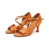 Sapatos de dança pretos com sola macia para mulheres adultas Sapatos de dança latina Sapatos de dança de salto alto Sapatos de dança transfronteiriços por atacado Sapatos de dança quadrada para mulheres