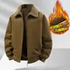 Chaqueta de Algodón Nueva Reversible para Hombre, Algodón Puro Lavado, Forro Polar, Engrosada, Multibolsillos, Algodón Puro, para Personas de Mediana Edad y Mayores