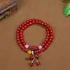 Pulsera de cinabrio al por mayor, cinabrio púrpura y dorado, hebilla de paz de cinabrio, bolsa de dinero valiente, calabaza, pulsera de múltiples vueltas para hombre y mujer