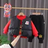 Traje de invierno de manga larga para niños y niñas nuevo popular en línea calle frita año león chaleco año dragón manga larga forro polar engrosado conjunto de tres piezas