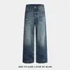 Calça Jeans Masculina Wide Leg Lavada Azul Retrô Vintage Solta Marca Tendência Cool Reta em Estoque Versão Coreana