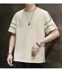 Nueva camiseta de manga corta para hombre 2025 verano estilo japonés marca de moda ins moda holgada casual camiseta top para hombre cuello redondo ropa