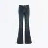 Jeans Bootcut Azul de Cintura Baixa Yechuan para Mulheres no Inverno, Emagrecedor, Levanta Bumbum, Jeans Flare Elástico para Mulheres