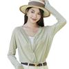 Cardigan Fino de Tencel para Primavera/Verão 2026, Jaqueta com Proteção Solar para Mulheres, Suéter de Malha Solto com Decote V para Ar Condicionado, Proteção UV