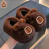 Pantuflas de Algodón de Invierno para Niños Capibara para Niños y Niñas Calientes con Forro de Felpa y Piel Zapatos Cerrados de Algodón para el Hogar Padre-Hijo Bebé