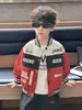 Chaqueta de Primavera y Otoño para Niños con Bloques de Color y Estampado de Motocicleta Estilo Coreano Chaqueta Deportiva Elegante para Niños Top para Bebé Comercio Exterior