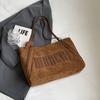 2025 Nova Bolsa de Ombro Retrô com Carta Moda Casual Bolsa Casual Feminina Grande Capacidade Bolsa Tote para o Trabalho Feminina