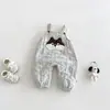 Conjunto de ropa interior térmica Dianxi para bebés y niños pequeños, con forro de forro polar, engrosado, estampado de letras, nuevo conjunto de overol de invierno con dibujos animados para bebés