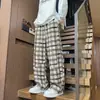 Otoño 2026 Nuevo de Moda Americana Cuadros Pana Deconstruido Talla Grande Pierna Ancha Casual Suelto Pantalones Largos