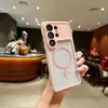 Adecuado para Samsung S26ultra, la funda magnética transparente de acrílico para teléfono viene con un protector de película para lente incorporado para el S25u