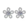 Pendientes de Plata de Ley S925 con Moissanita Color D Flor Estilo Fresco de Moda Pendientes de Diseño Nicho Pendientes Simples Elegantes