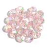 Cuentas sueltas acrílicas transparentes con superficie cortada de color, cuentas redondas con forma de gota de aceite de color, cuentas sueltas con agujero recto, cuentas DIY semiacabadas