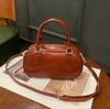 Bolso Boston de piel de vacuno curtida vegetal de primera capa para mujer, estilo retro, cruzado, de piel auténtica, 232