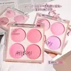 HISYI rubor inteligente de cuatro colores color natural nude maquillaje fácil de difuminar color mate contorno de color placa de rubor puro mujeres