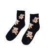 Meias de Coral Fleece Femininas Ursinho Fofo ins Tendência Meia de Cano Médio Feminina Inverno Espessadas Forradas com Fleece Meias de Casa Lua para Dormir