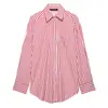 Venta al por mayor Exportación Transfronteriza Ropa para Mujer Verano 2025 Estilo Europeo y Americano Cuello de Solapa Mangas Largas Camisa Rayada Tops para Mujer D6940940