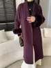 Casaco Sinan de Lã Dupla Face com Gola V Amarrada, Estilo Roupão, com Mangas de Pelo Removíveis, High-End Sn8478