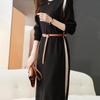 Vestido de Punto de Nuevo Estilo para Otoño e Invierno para Mujer con Abrigo, Elegante Suéter Falda de Punto de Cuello Medio Alto y Largo Medio para Usar Debajo