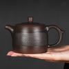 Tetera Original de Cerámica Morada Mineral con Patrón de Cuchillo Hecha a Mano Juego de Té para el Hogar para una Persona Tetera Barril Fengming Well Cerámica Morada Retro