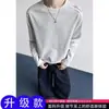 Camiseta de Manga Longa Bordada em Colmeia para Homens, Temporada de Primavera, Gola Redonda, Moletom Estilo Americano, Tricô Waffle, Camada Base para Fitness