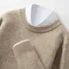 Suéter de Cachemira para Hombre Cuello Redondo Jacquard Engrosado 2026 Otoño e Invierno Nuevo Color Sólido Estilo Coreano Camiseta Base de Punto