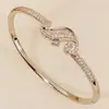 Pulsera de Zirconia de Moda Estilo Océano, Chapada en Cobre con Oro de 18 Quilates, Pulsera Abierta de Lujo Ligero, Joyería Versátil y de Alta Gama para Vacaciones